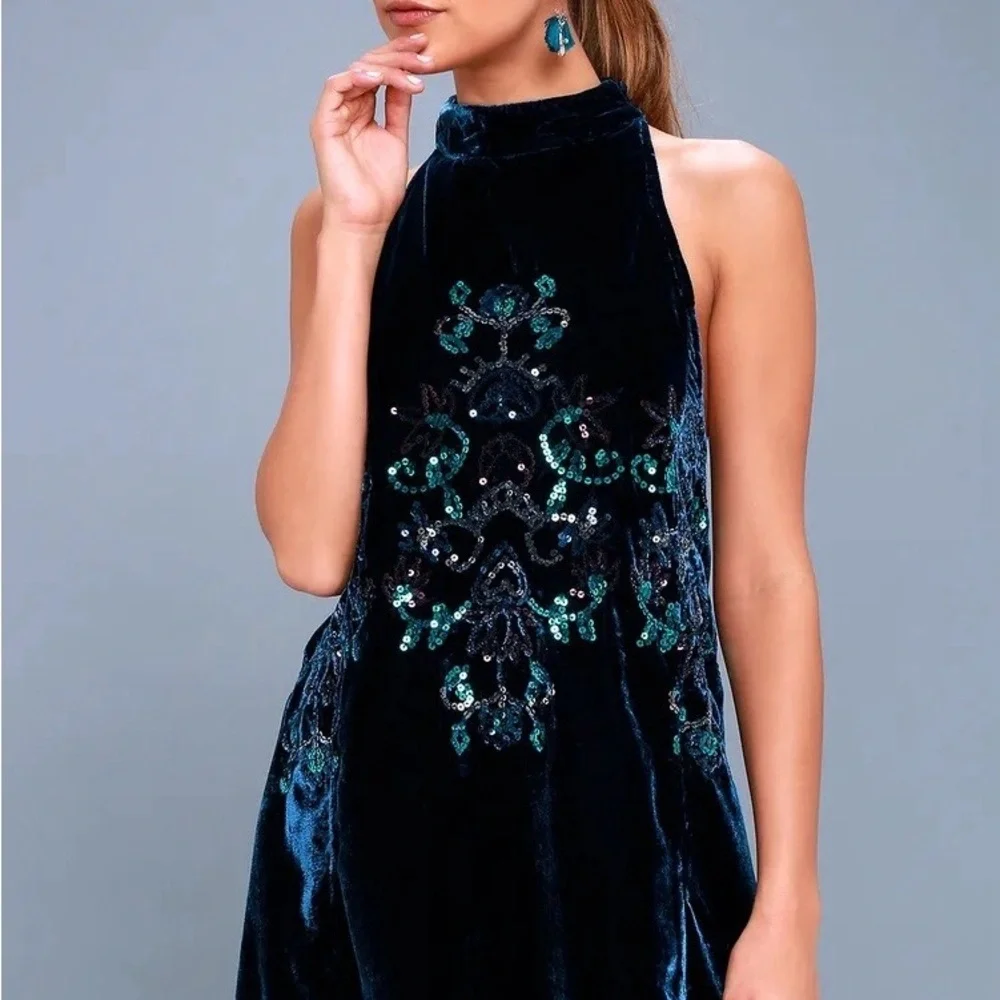 Free People Jill's Sequin Swing Velvet Dress